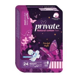 Private Compressed & Folded Night With Wings Feminine Pads - 24pcs