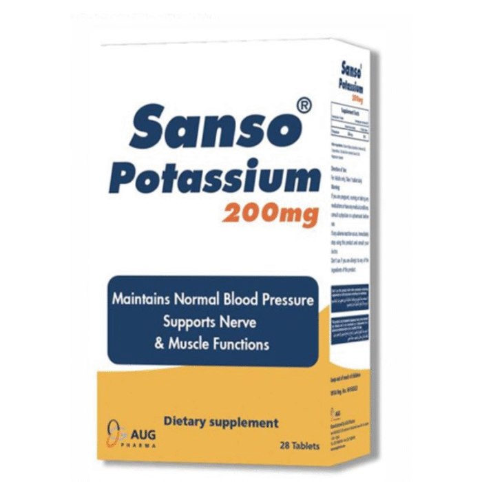 Sanso Potassium 200mg 28 Tablets Sanso Potassium 200mg 28 Tablets
